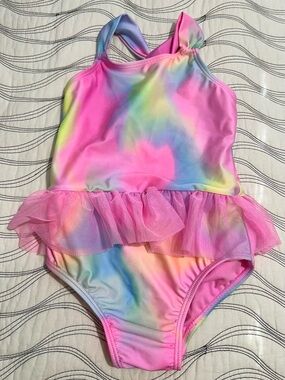 Okie Dokie Swimsuit Girls 5T Pink Tie-Dye One Piece Bathing Suit Summer
